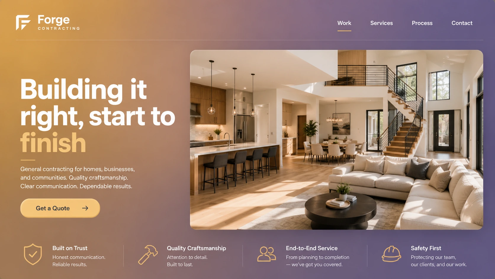 Forge Contracting website concept preview