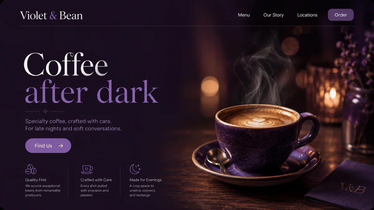 Violet & Bean website concept preview